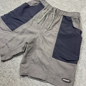 Quasi Shorts Mens L Gray Blue Nylon Elastic Waist Skateboard Skate Y2K Baggy